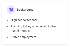 Background traits — high school teacher, planning to buy a home, stable employment
